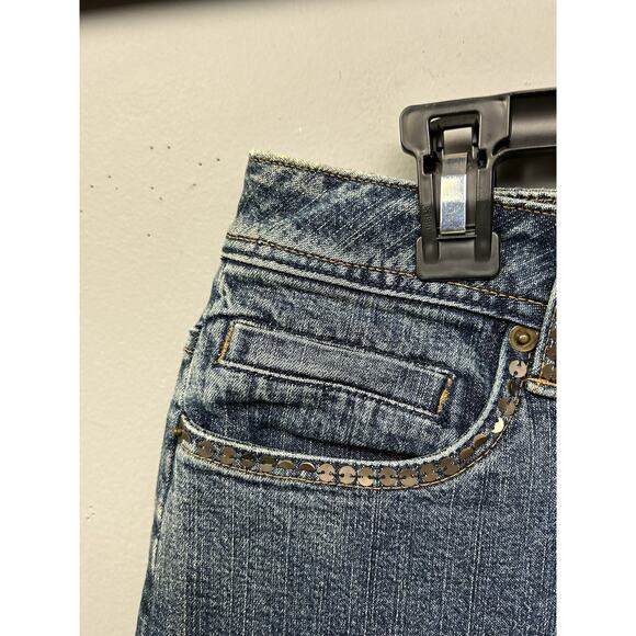 Sharon Young Jeans Womens 10 Beaded Bootcut Blue Denim Mid Rise Embellished - Picture 5 of 11